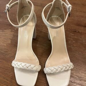 Nine West Cream Braided Strap Heels